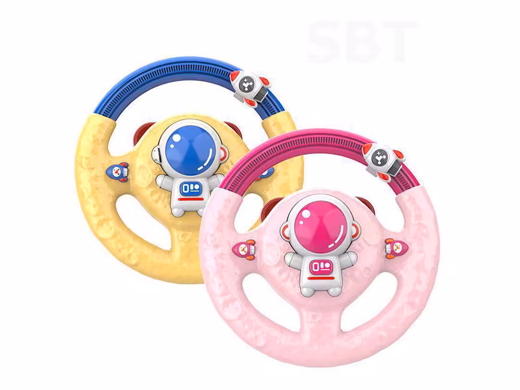 فرمان ماشین موزیکال و چراغ دار چسبان با چرخش 360 درجه طرح فضانورد اسباب بازی