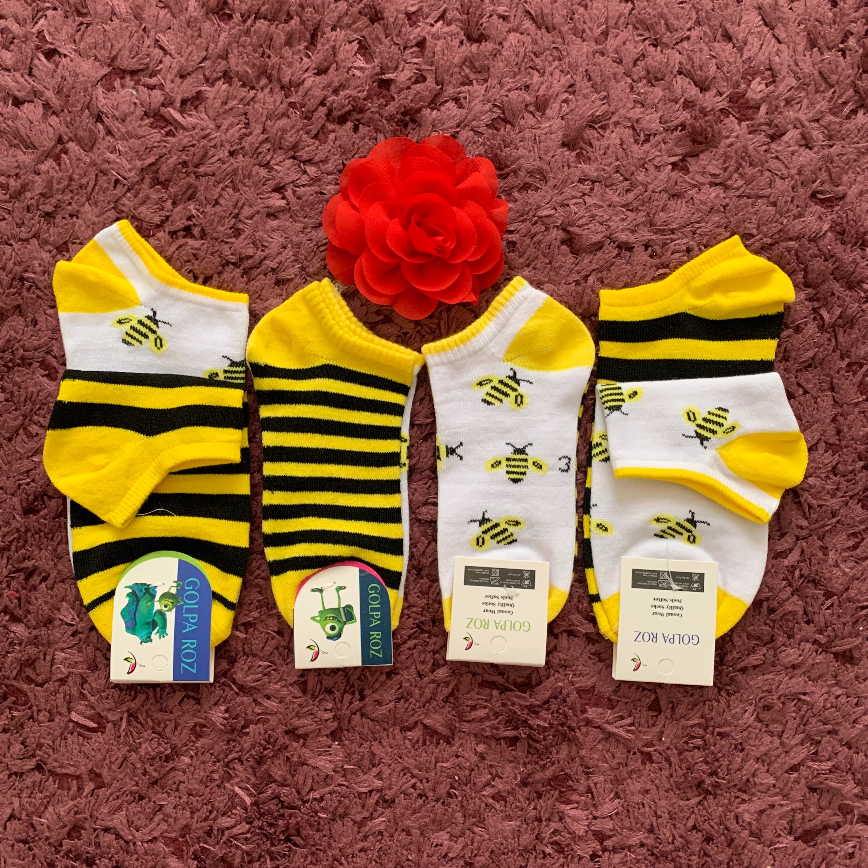 جوراب بچگانه اسپرت مچی طرح زنبور تا به تا - مناسب 5 تا 7 سال - کد 302/4