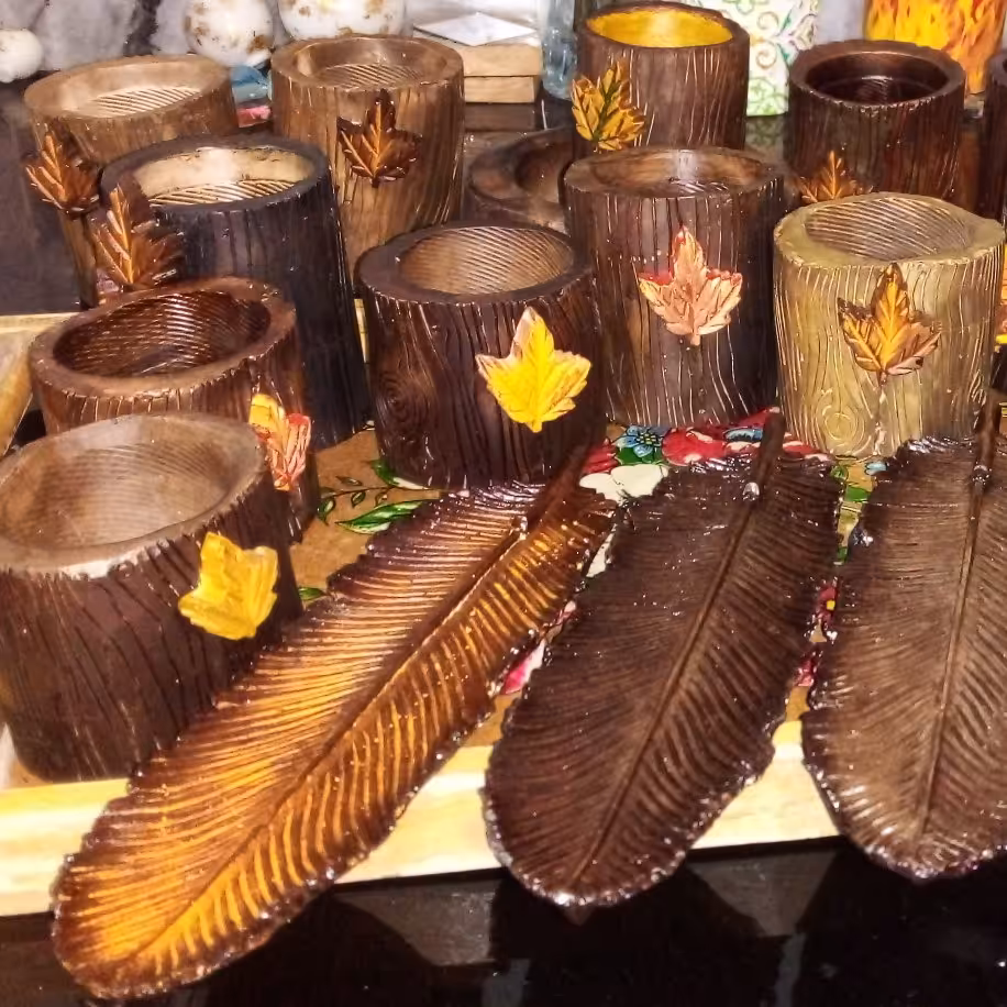 جا عودی و گلدان بتنی طرح چوب 