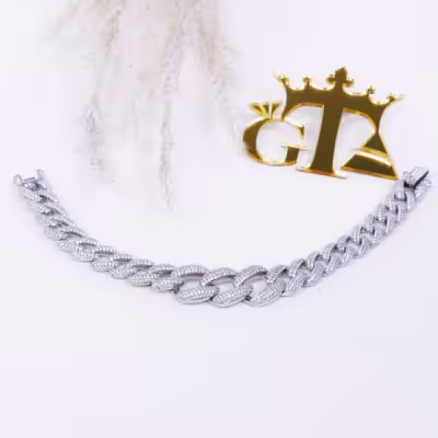 دستبند زنانه کارتیه زنجیری مدل کونیک درشت نقره کد 3001