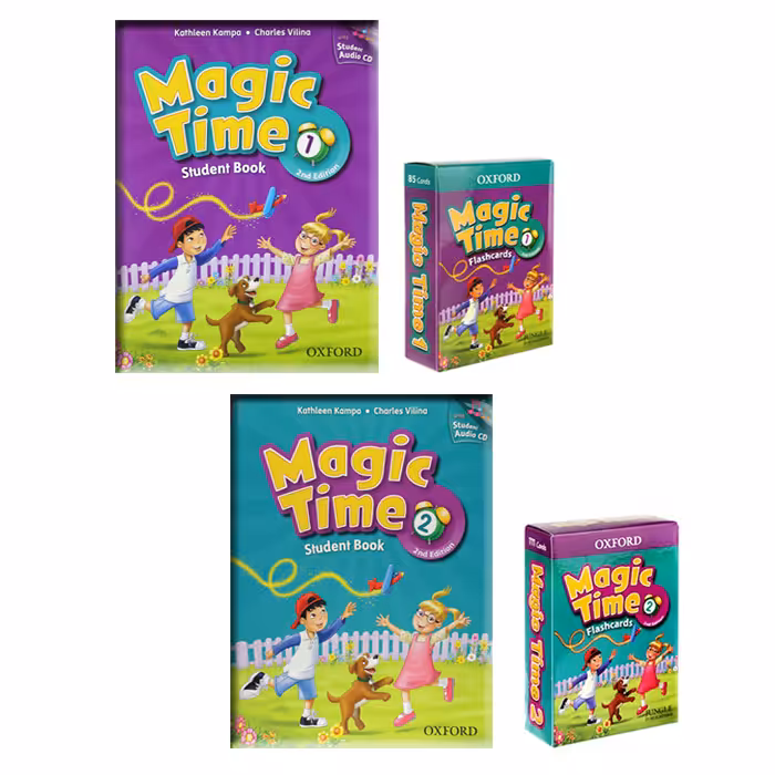 کتاب Magic Time And Flash Cards اثر Kathleen Kampa And Charles Vilina انتشارات الوندپویان 2 جلدی به همراه فلش کارت