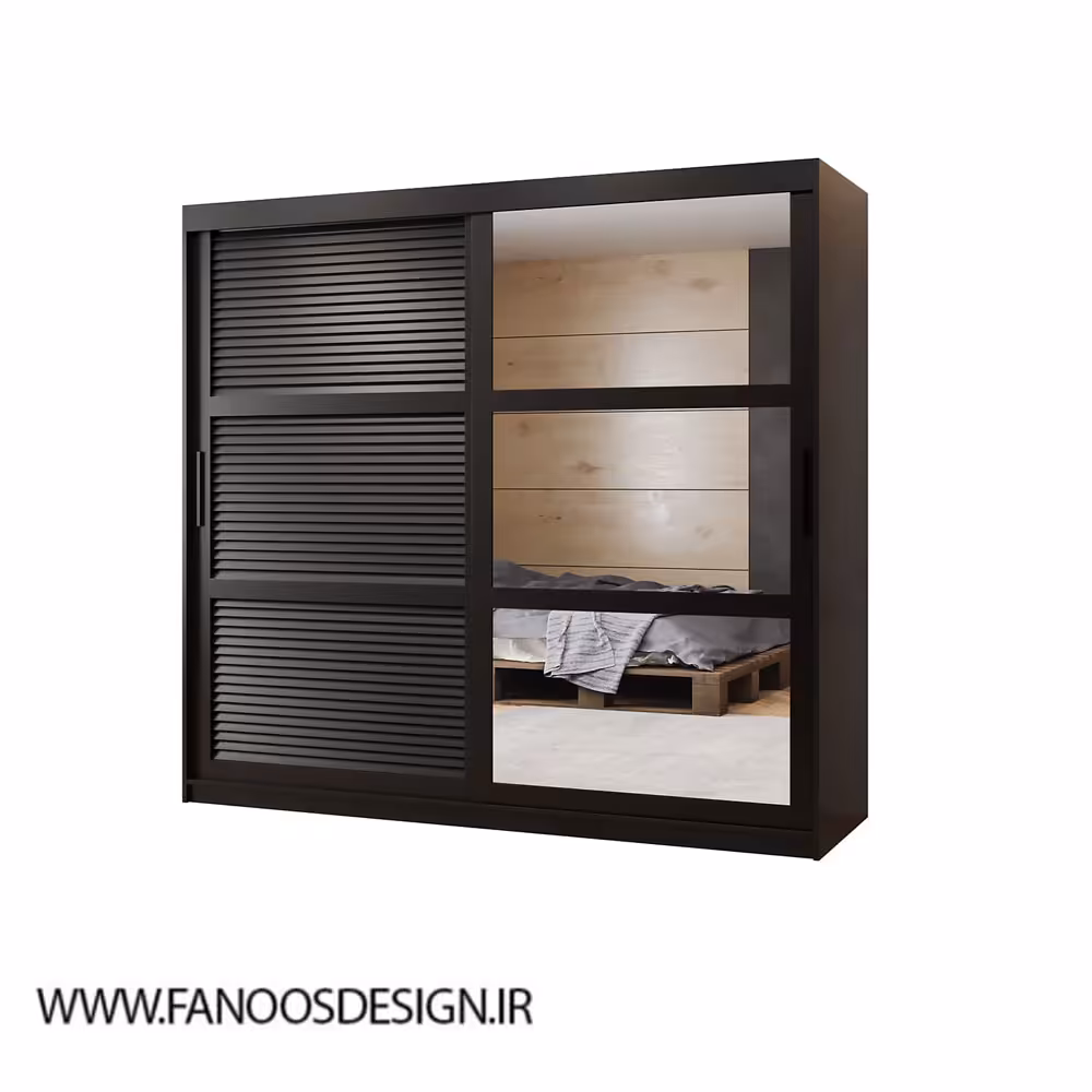 کمد لباس 2 درب کشویی مشکی کد 1189