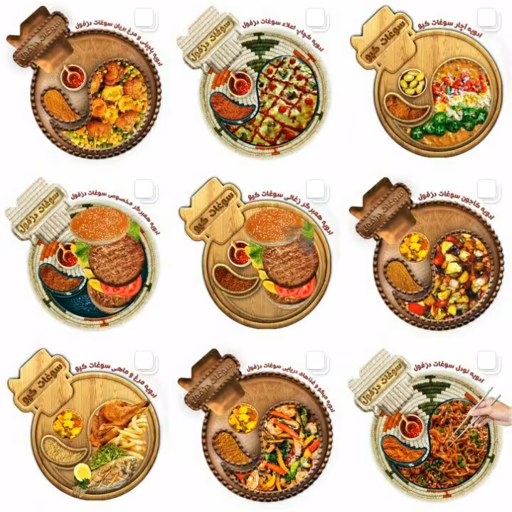 فروش عمده مجموعه 50 مدل ادویه غذاهای خانگی و رستورانی (100بسته100گرمی)سوغات دزفول