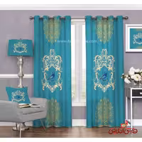 پرده سنتی آبی و گنجشک کد 3278