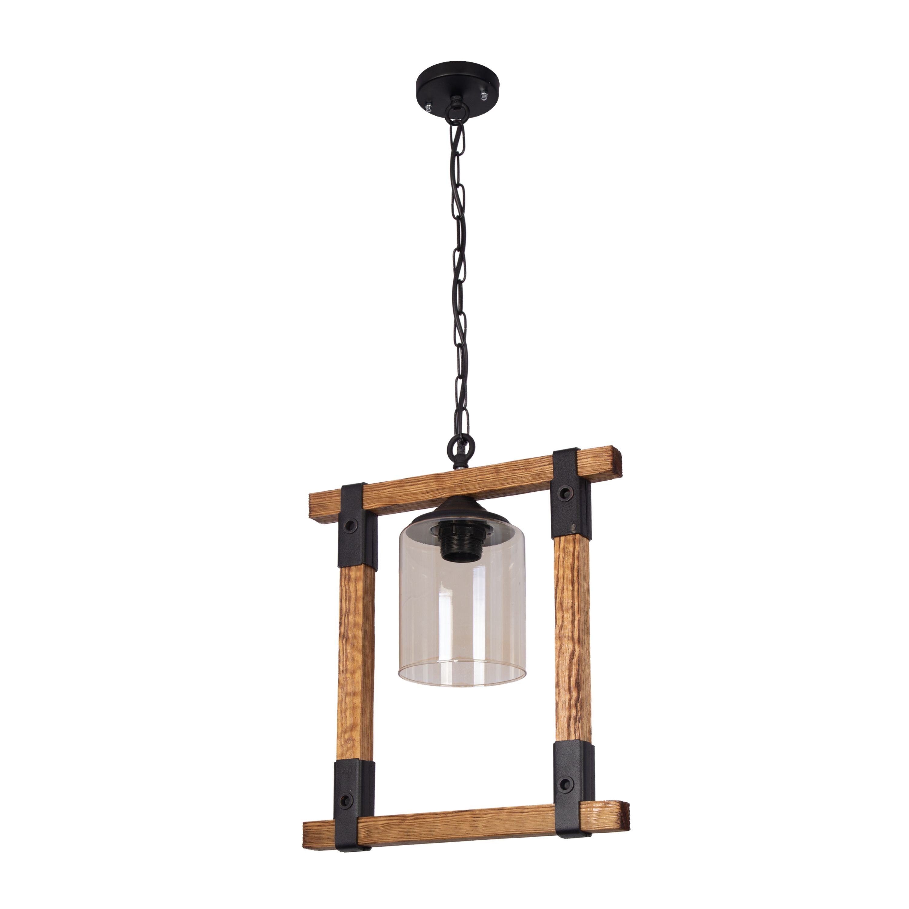 لوستر تک شعله چوبی قاب حبابی مدل W-440