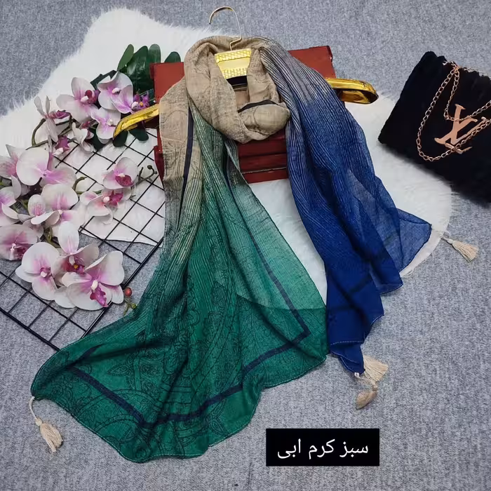 شال چند رنگ ایستایی عالی سر نمیخوره نخ ژاکارد رنگبندی جذاب و متنوع ابعاد 70 در 190