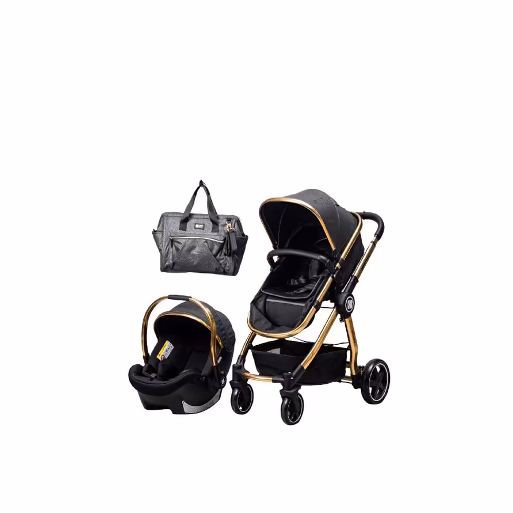 ست کالسکه و کریر کیکابو kikkaboo به همراه ساک لوازم مدل allure gold 2021