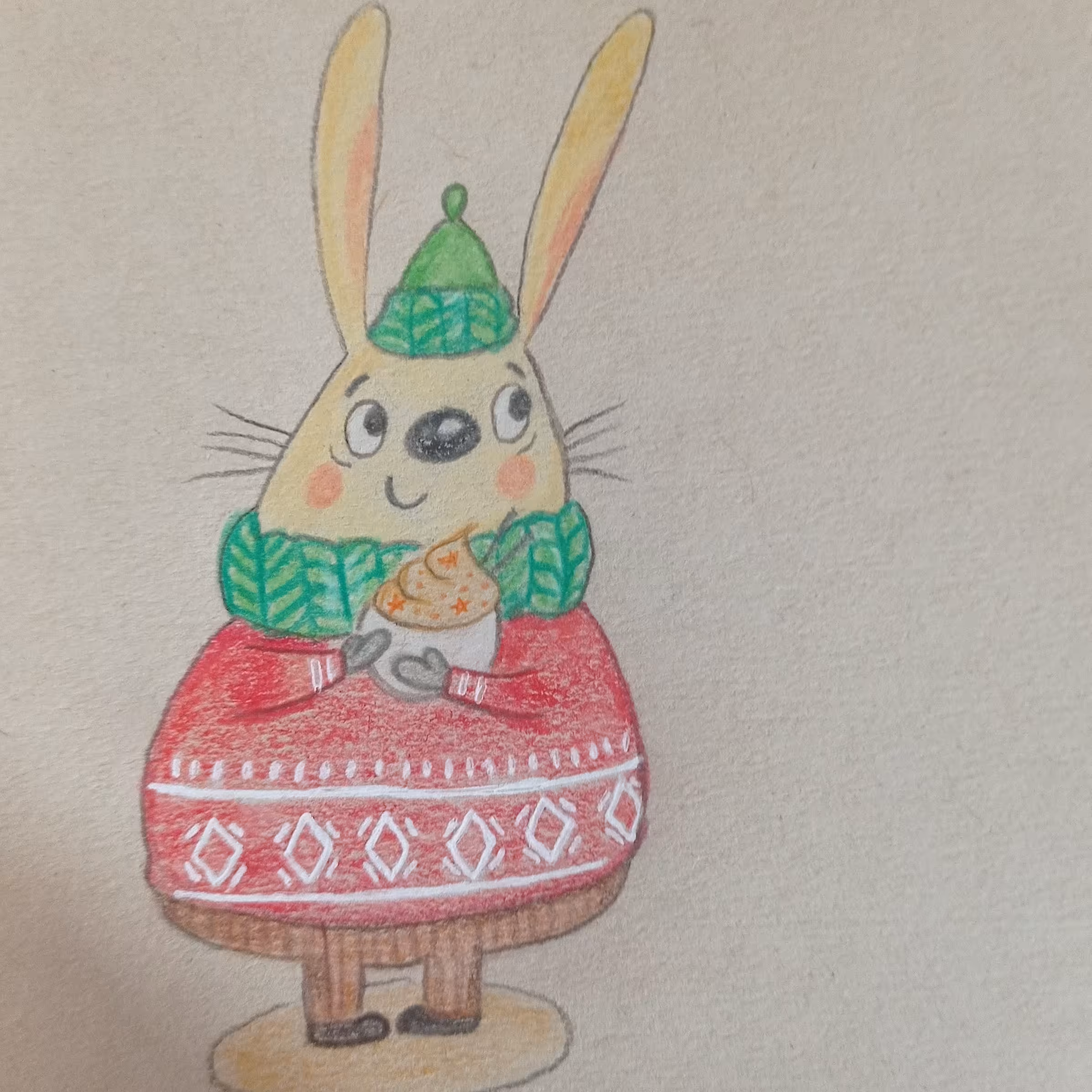 نقاشی خرگوش خوشحال مناسب اتاق کودک یا تابلوی دکوراتیو در ابعاد دلخواه