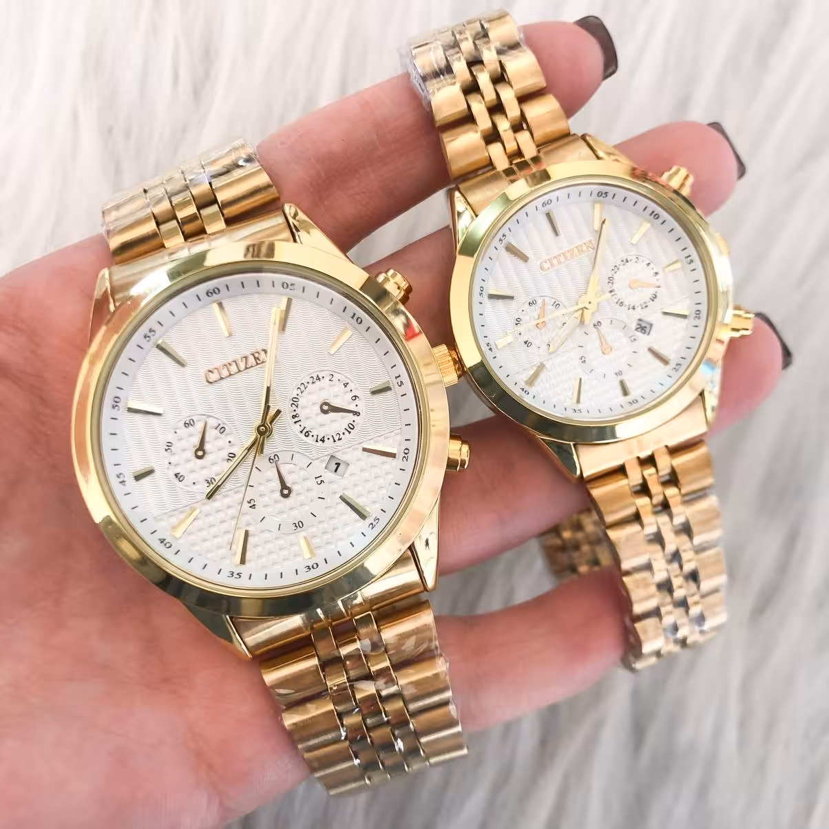 ساعت ست مردانه بند استیل طلایی همراه 6 ماه گارانتی