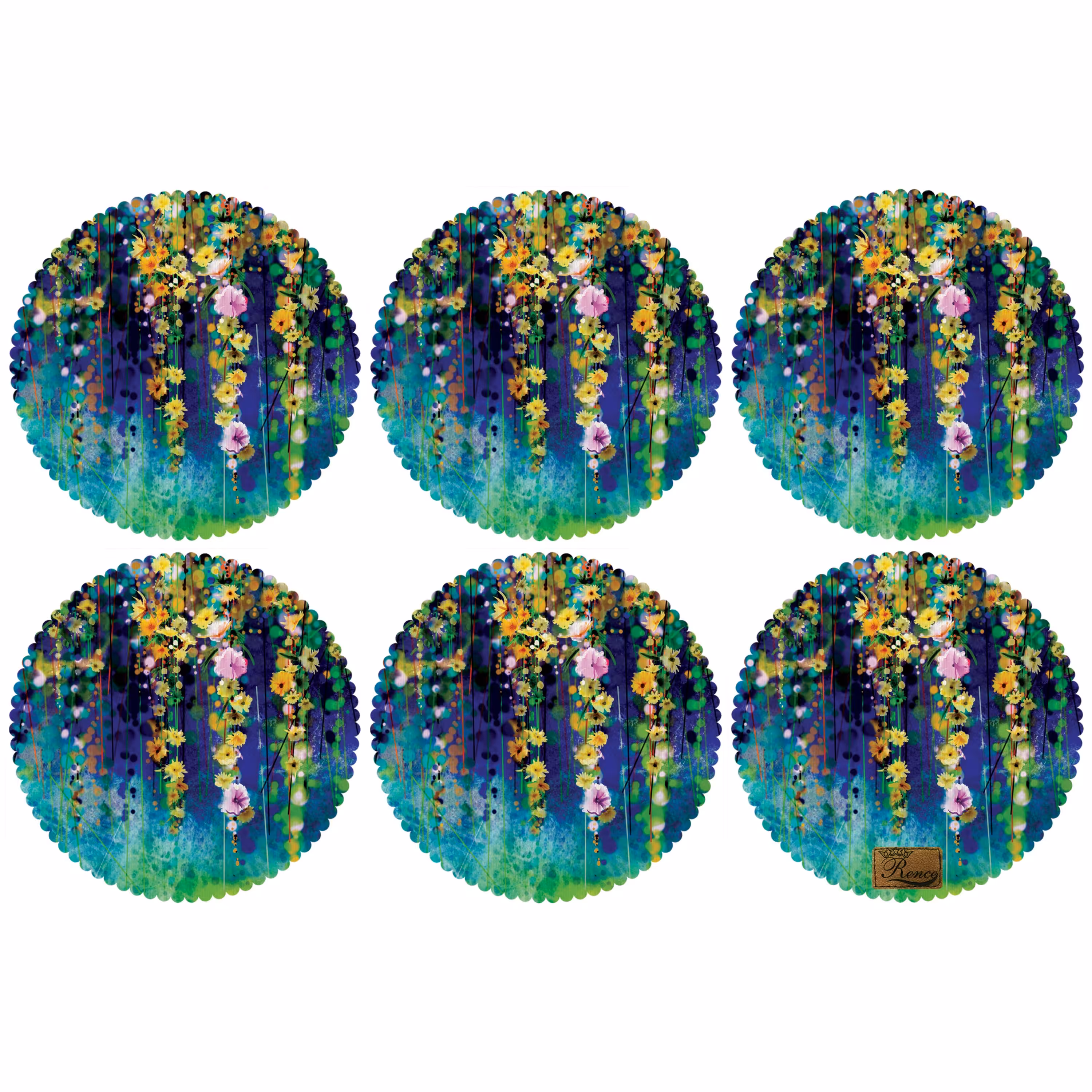 زیر بشقابی دایره ای پارچه مخمل سایز 30 در 30 مدل U2-827 شرکت رنس