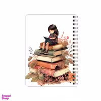 دفترچه یادداشت بامبیلیپ مدل چوبی طرح دختر بر فراز کتابها کد 2528625