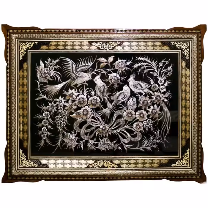 تابلو خاتم کاری با پلاک مسی قلمزنی سایز  85 در 120