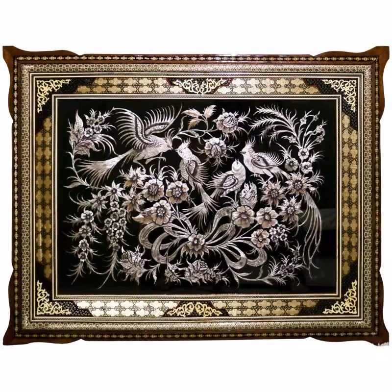 تابلو خاتم کاری با پلاک مسی قلمزنی سایز  85 در 120