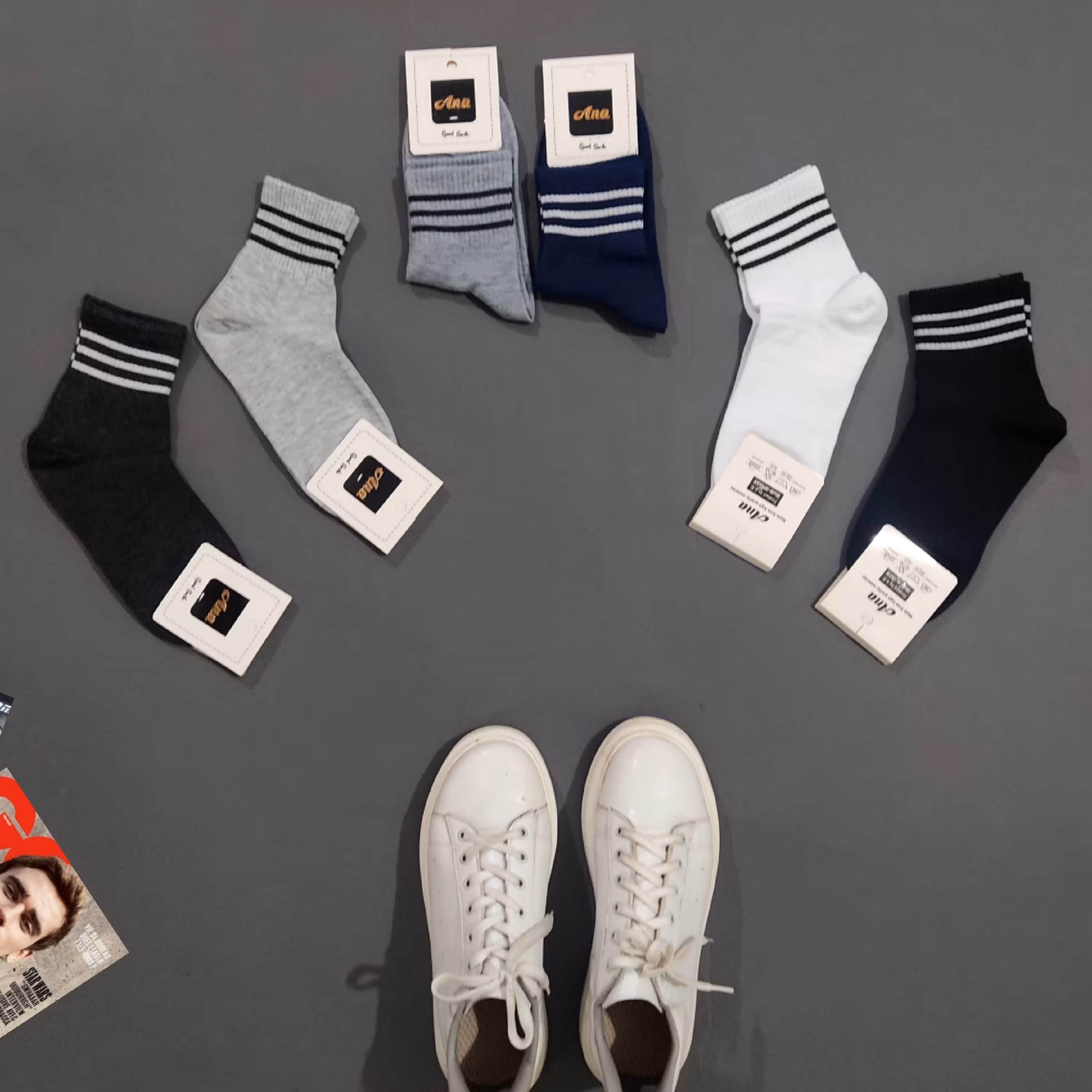 جوراب نیم ساق اسپرت طرح سه خط