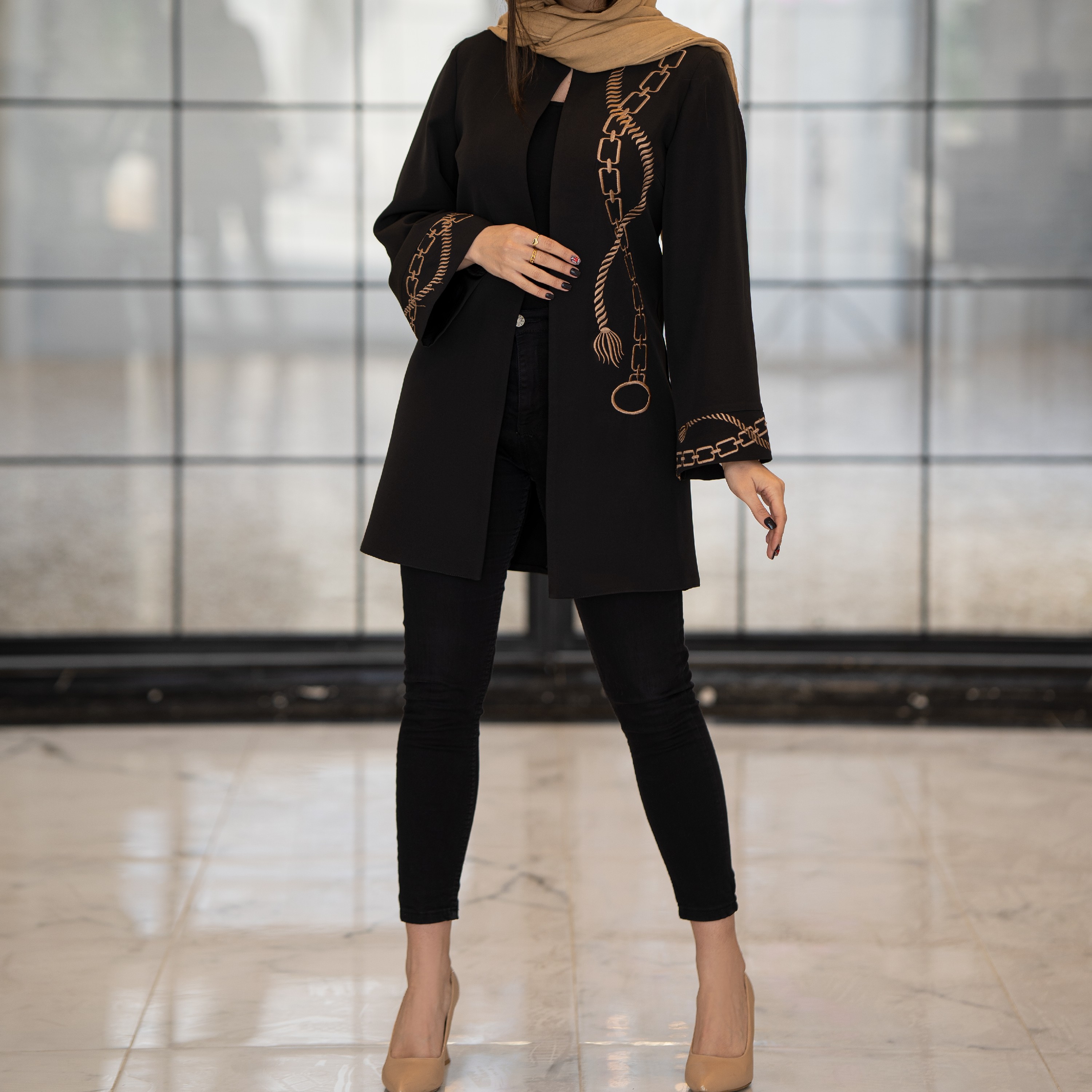 مانتو مازراتی شیک گلدوزی شده مزونی