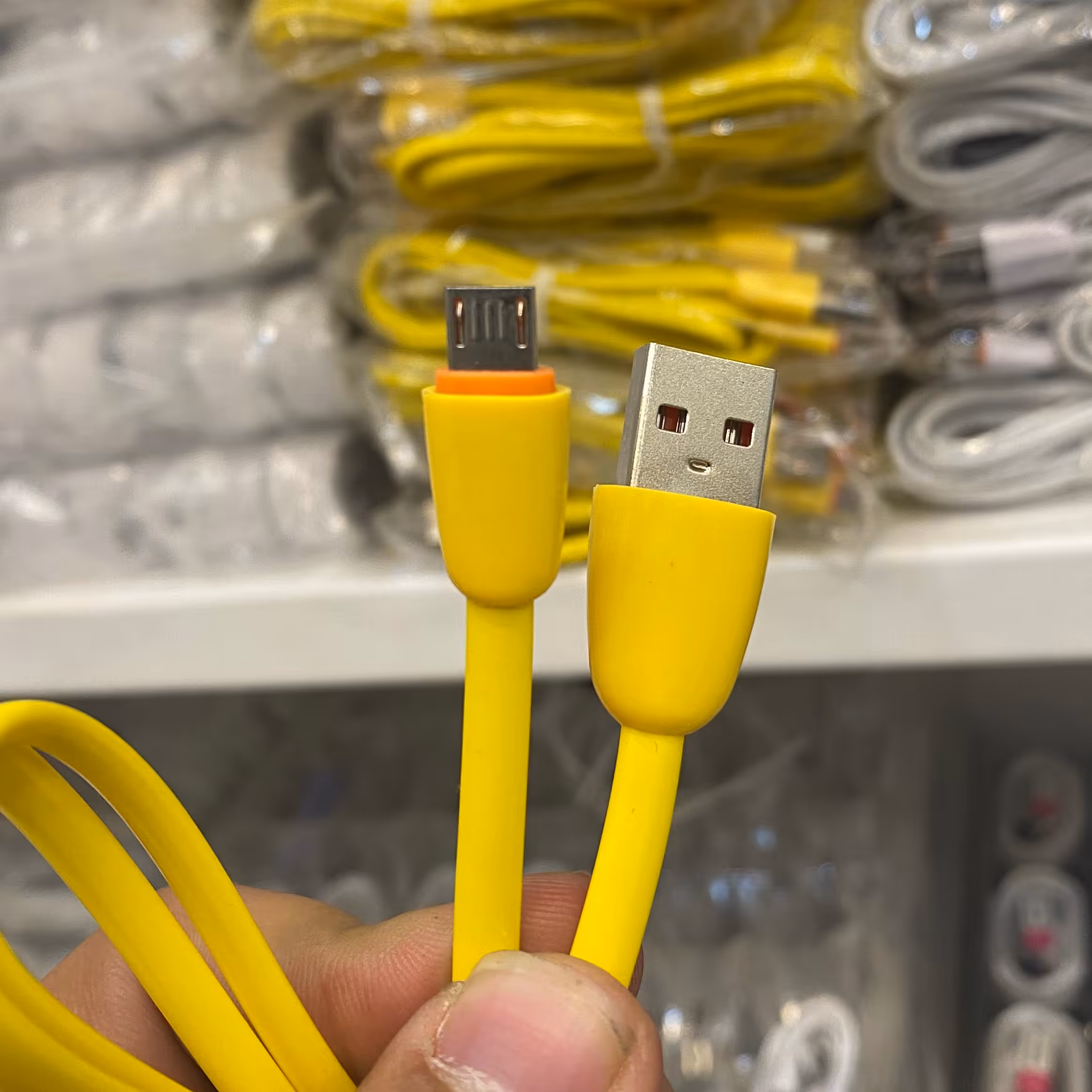 کابل ژله ای رنگی  microUSB  اندروید زرد 
