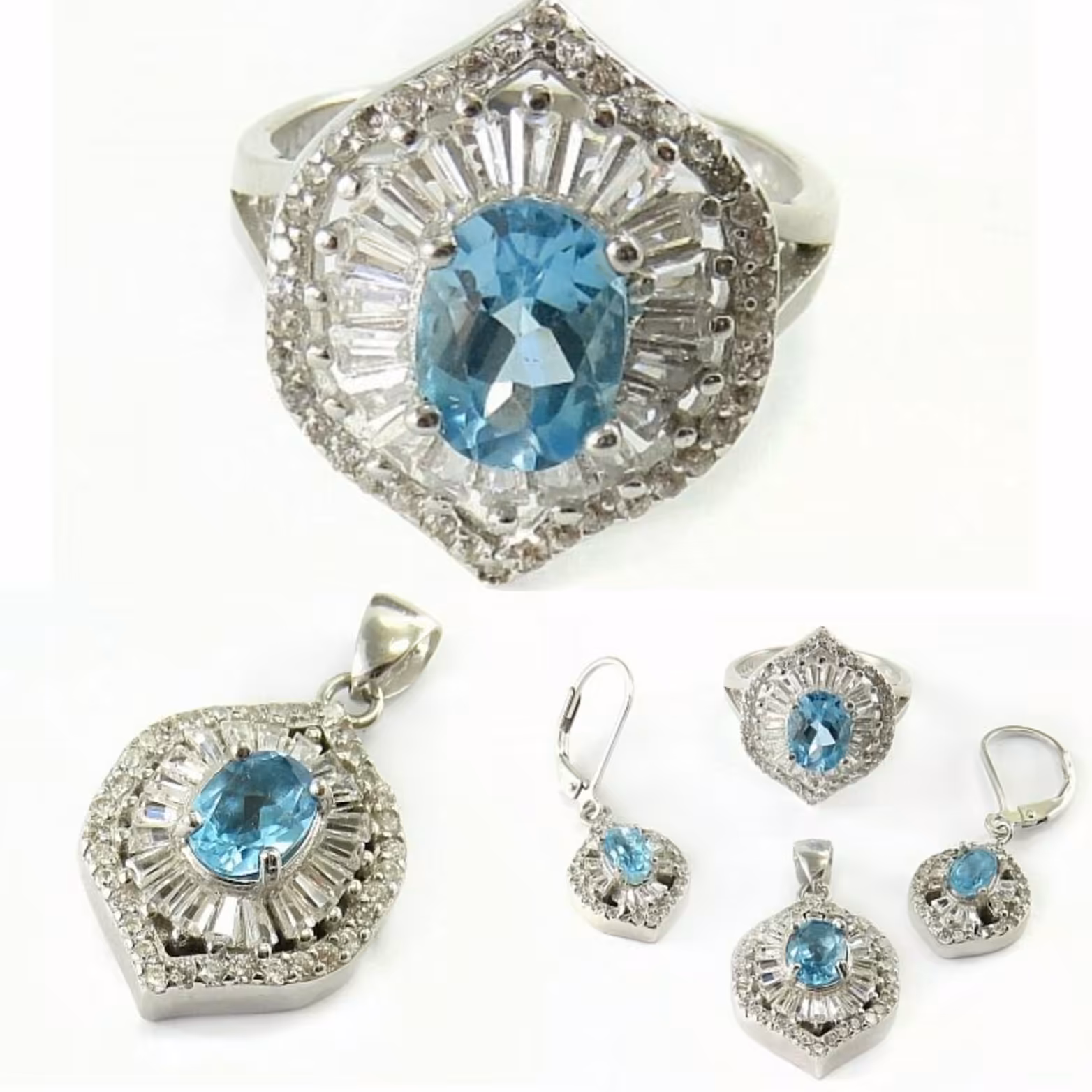 نیم ست توپاز اصل با نقره درجه یک 925