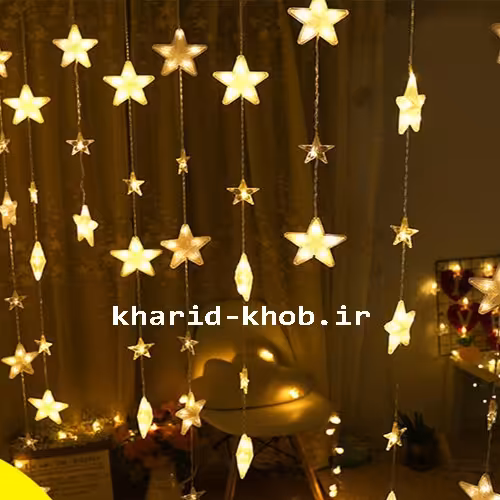 ریسه پرده آویز ستاره ای-ریسه پرده40ستاره ال ای دی با کریستال شفاف