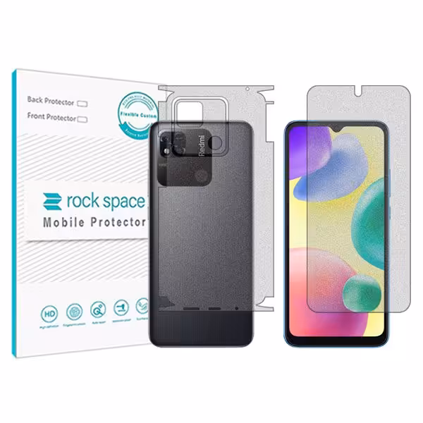 گلس صفحه نمایش و پشت گوشی شیائومی Redmi 10A مدل نانو هیدروژل گیمینگ برند راک اسپیس کد MS
