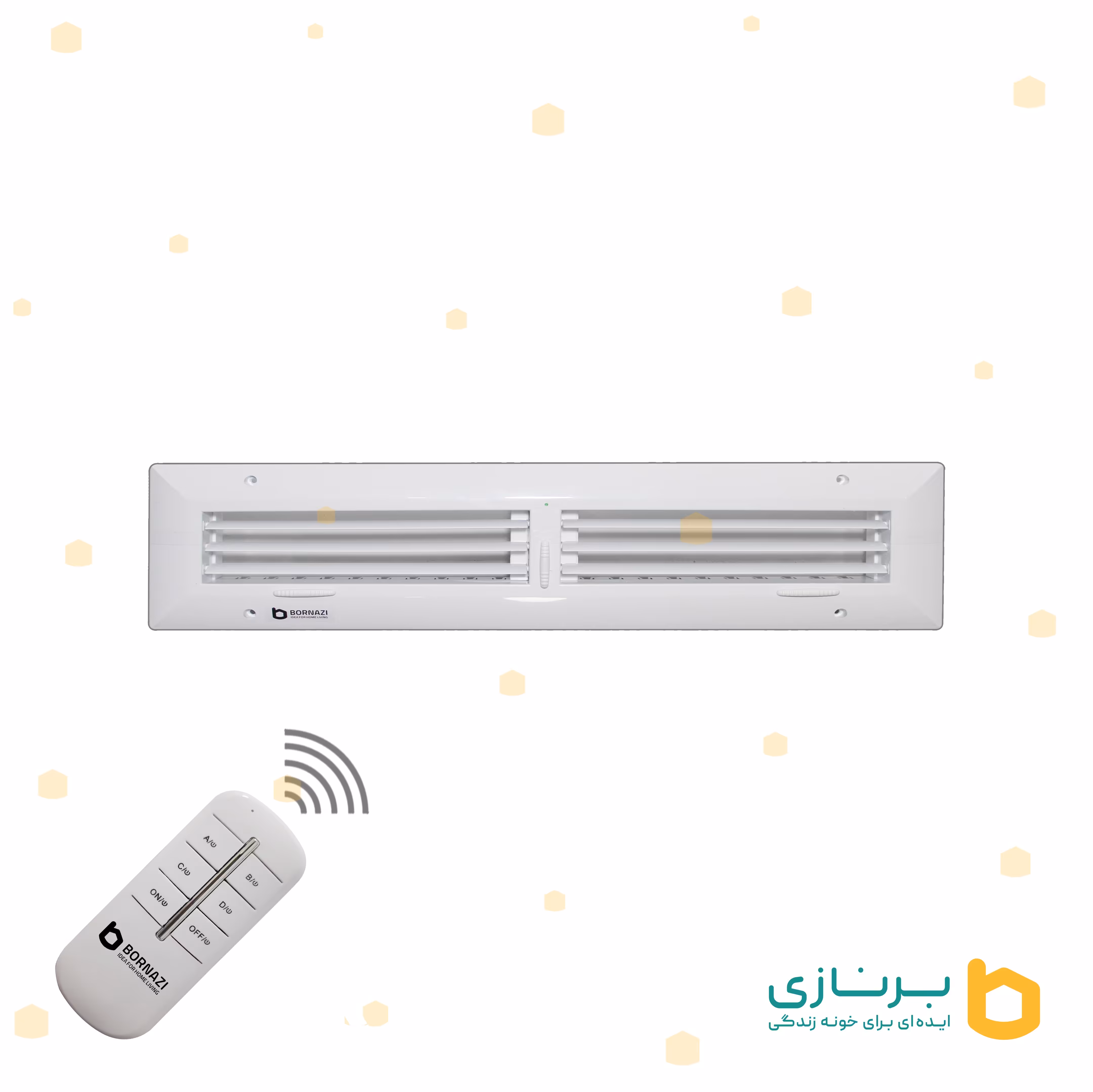 دریچه کولرریموت دار برنازی مستطیل دو شبکه سایز 15در70گارانتی 60ماهه برنازی سرویس
