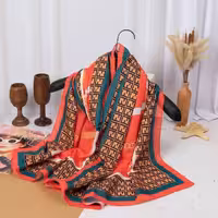 شال سوپرنخ نارنجی-مشکی-قرمز-سبز طرح فندی