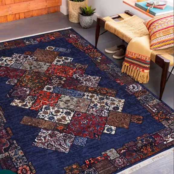 فرش ماشینی(یک و نیم  متری100در1.50) طرح چهل تکه کد 100510