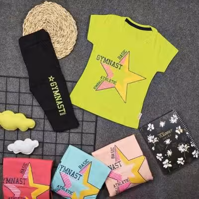 تیشرت شلوارک دخترانه اسپرت ستاره کد 5924