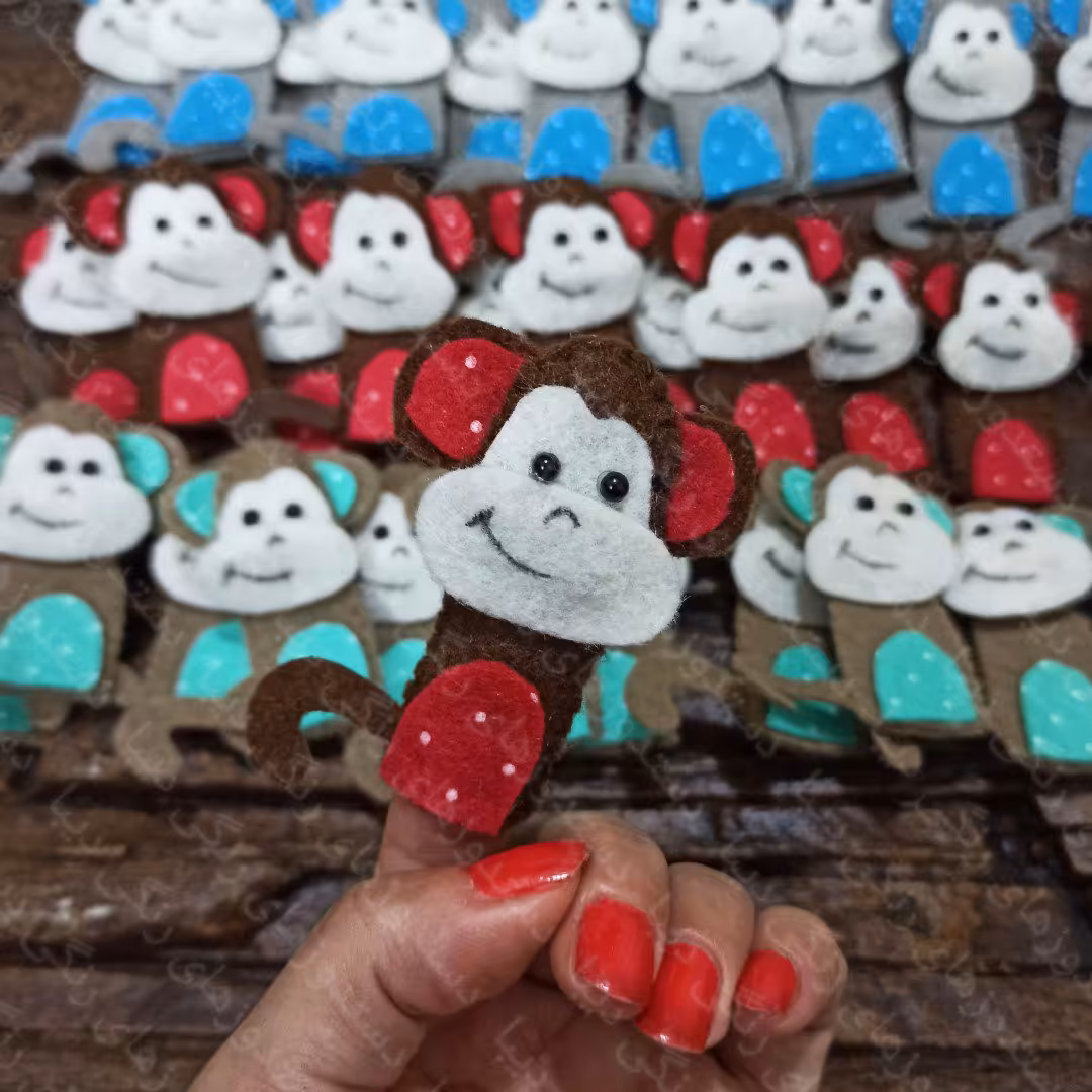 عروسک انگشتی دستدوز میمون نمدی (هر عدد)