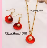 نیم ست گوشواره و گردنبند صدف طبیعی دریایی 