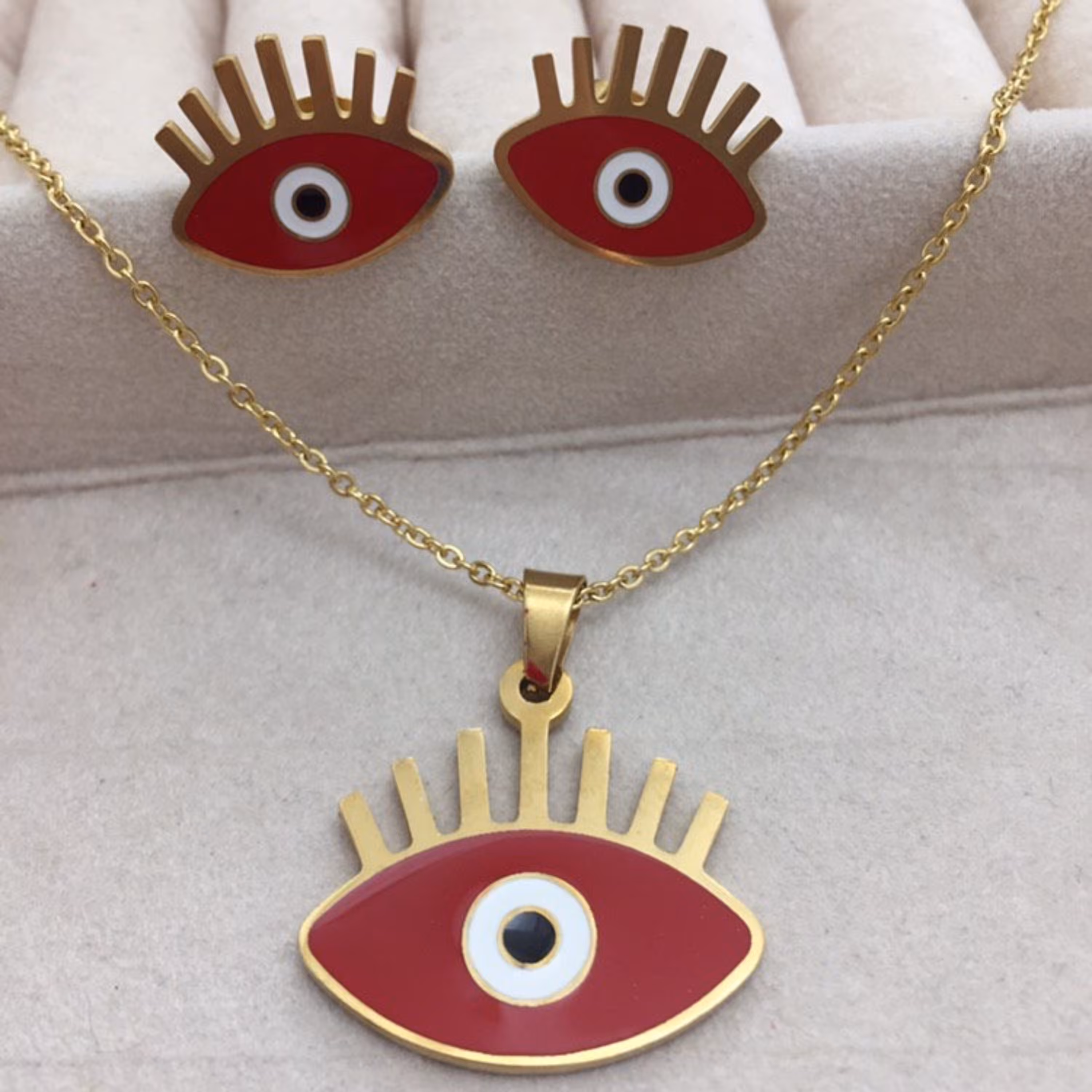 نیم ست استنسل استیل چشم نظر طرح قرمز