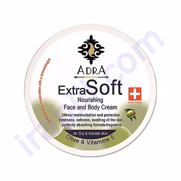 کرم پمپی دست و صورت زیتون آدرا مخصوص پوست های خشک و نرمال (مرطوب کننده قوی) 200 میلی لیتر