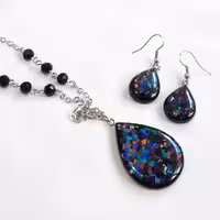 نیم ست اشک هفت رنگ استیل رنگ ثابت ضدحساسیت بدلیجات دستساز زیورآلات 