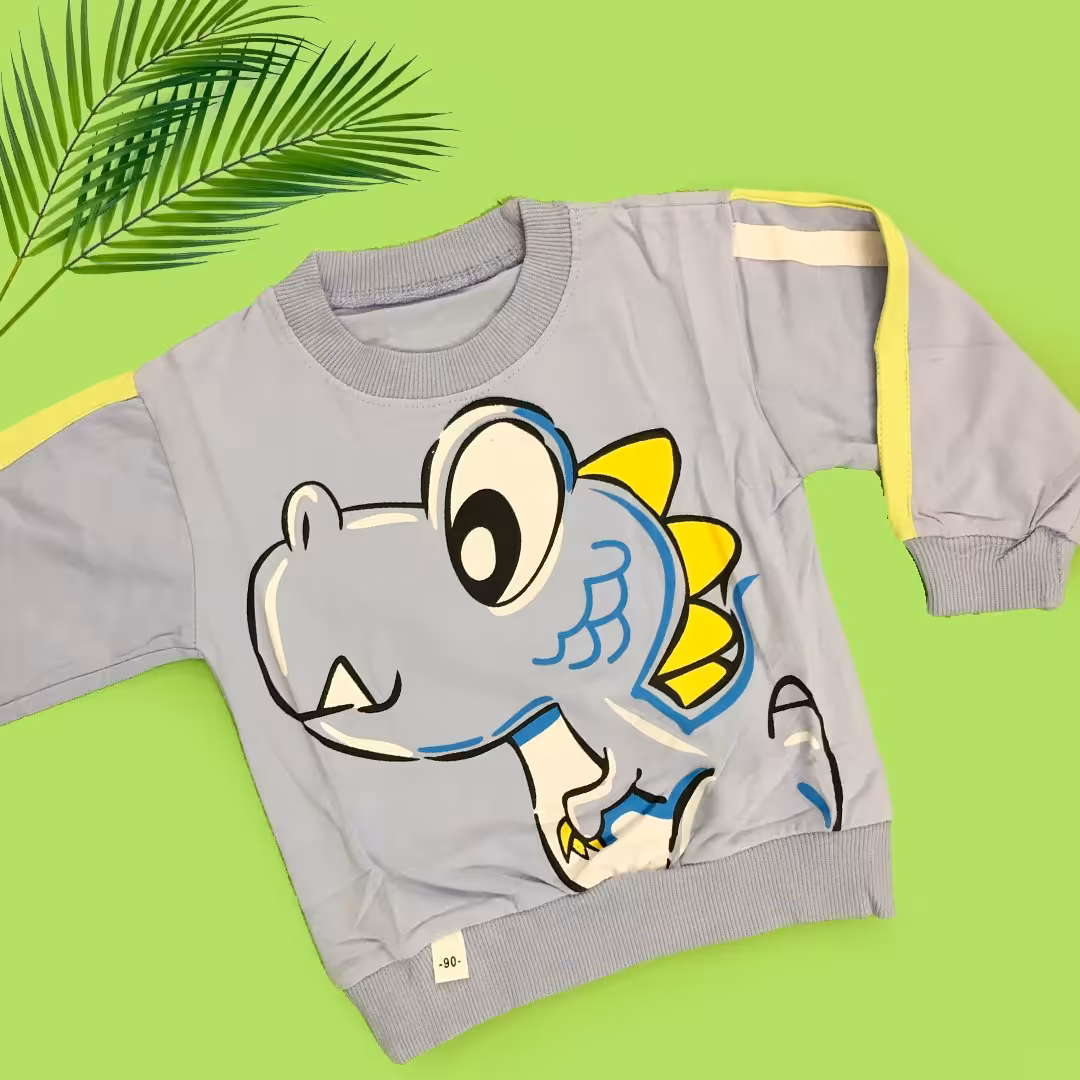 بلوز دورس آستین دار بچه گانه سایز  1 تا 4 سال طرح دایناسور مناسب چهار فصل طرح اسپورت بلوز پسرانه و دخترانه ارسال رایگان