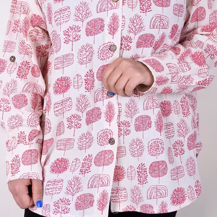 شومیز لینن طرح دار . طرح چاپی