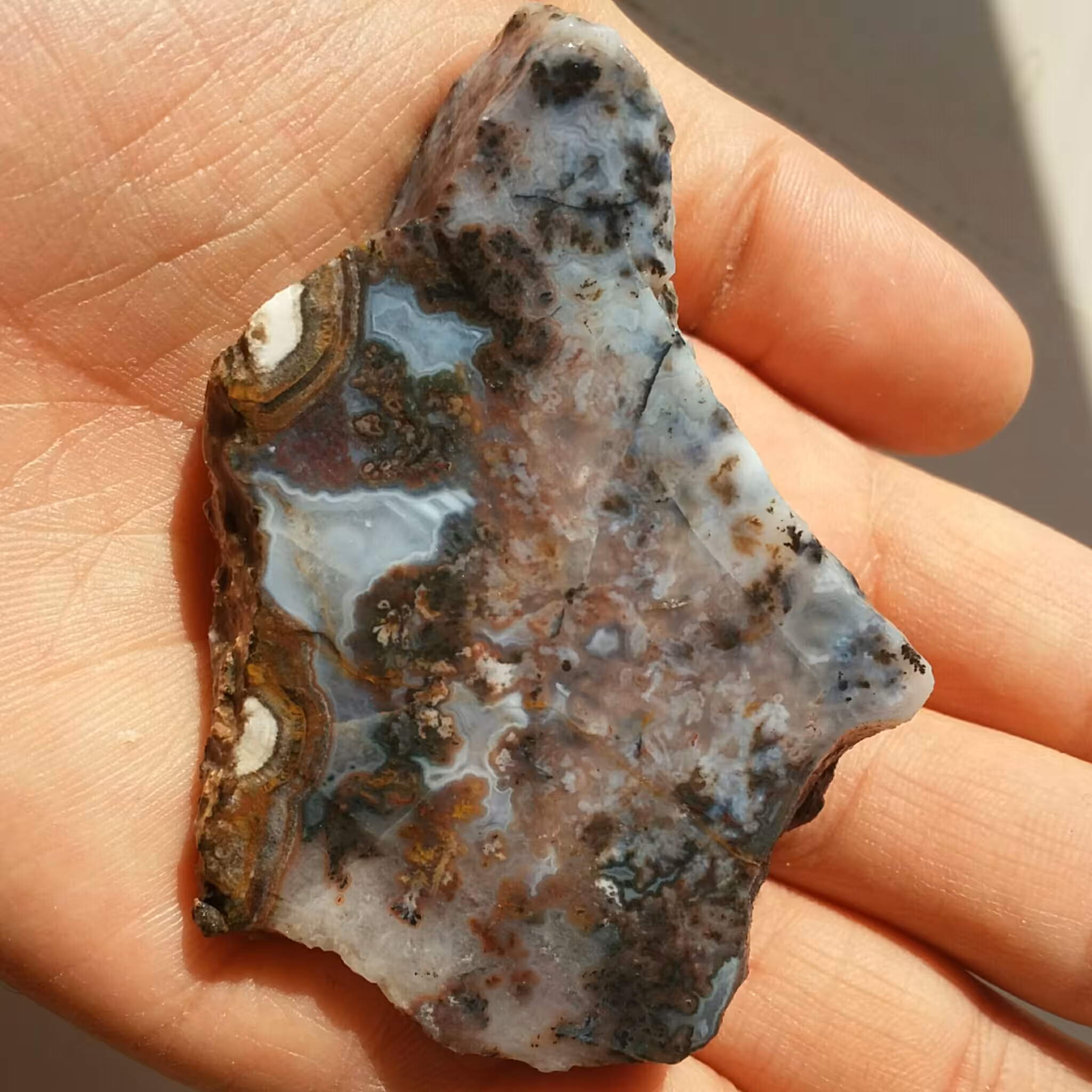 اسلایس سنگ راف عقیق منظره 7رنگ دیدنی کاملا طبیعی خااااااااااااص زیبااا