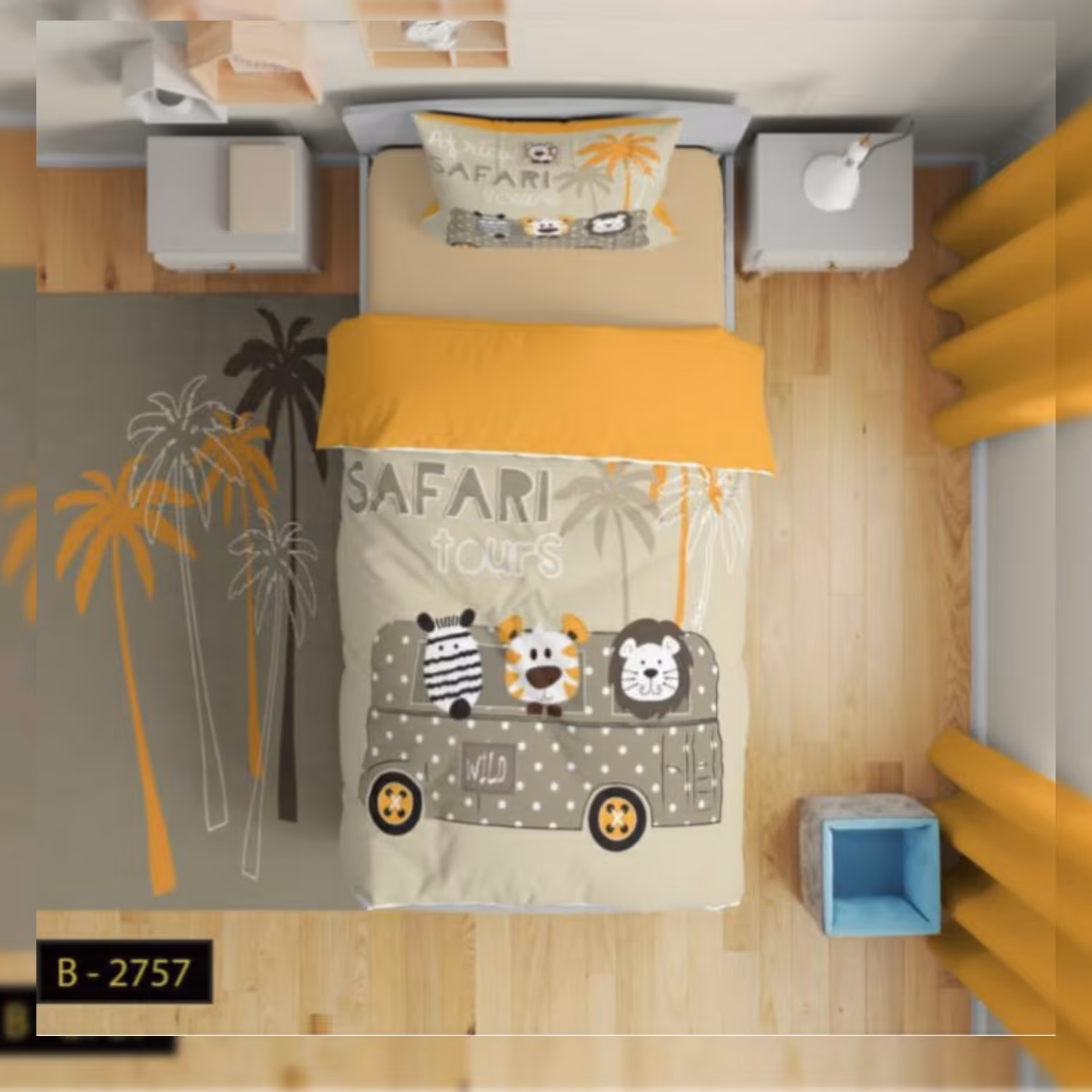 روتختی یک نفره پسرانه طرح اتوبوس حیوانات سه بعدی جنس میکروتترون با ضمانت مناسب کودک و نوجوان  برای تخت90