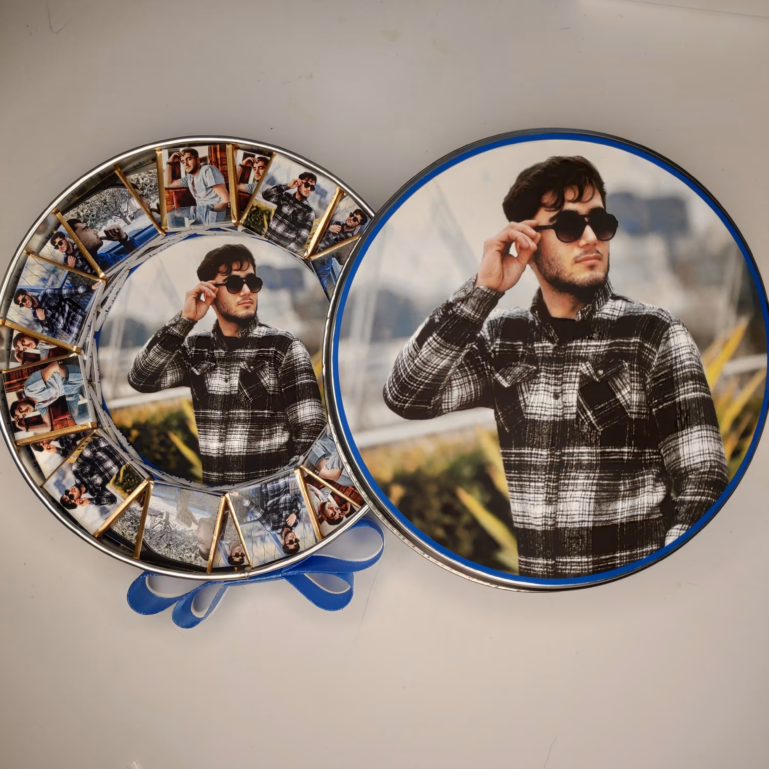 باکس هدیه  مناسبتی همراه با 33عدد شکلات کاکائویی با طراحی و چاپ رایگان (عکس و ایده مشتری) 