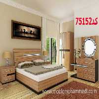 سرویس خواب ام دی اف کد75152شامل تخت/پاتختی/دراور/قاب اینه