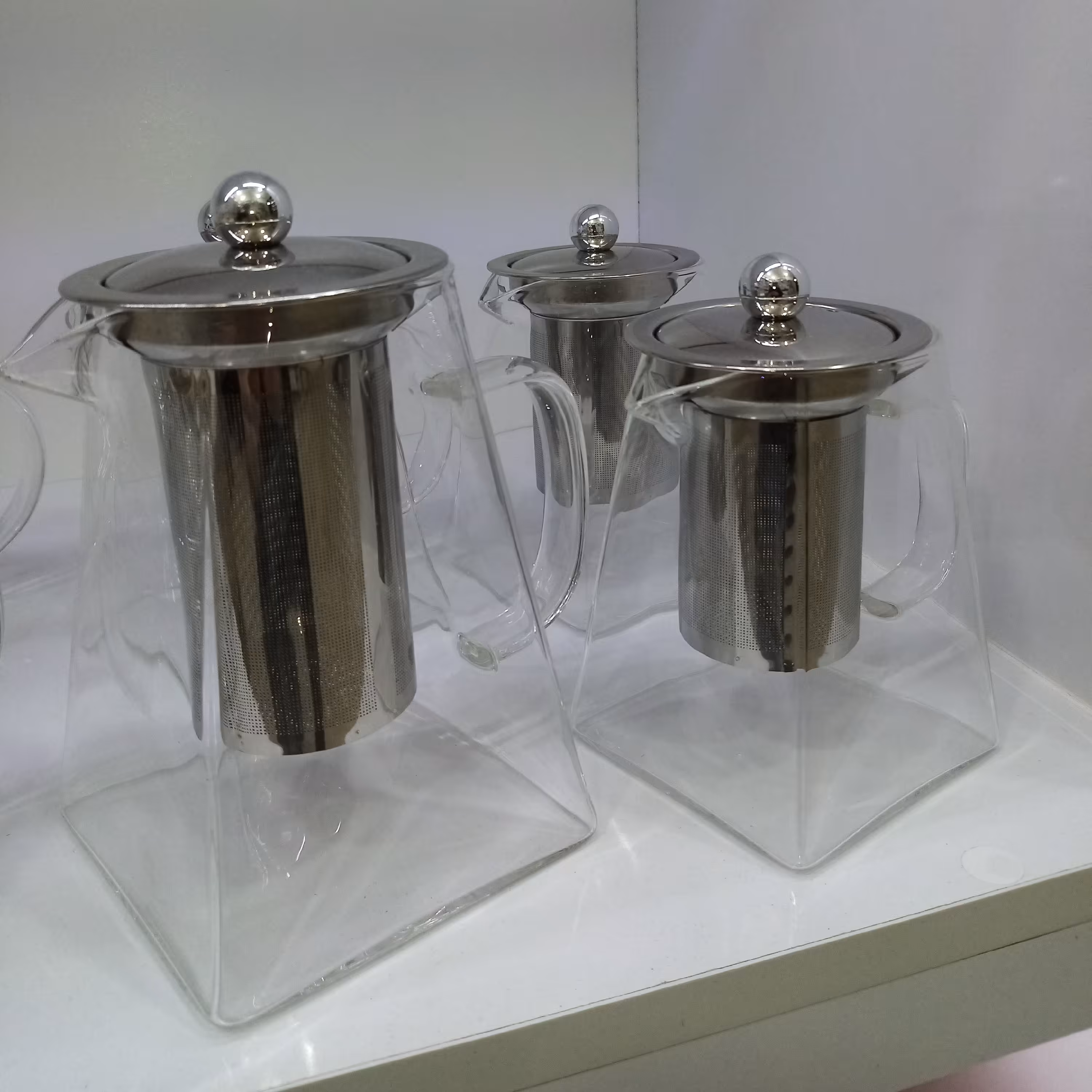 قوری پیرکس کف مربع شفاف سایز بزرگ 950میلی شعله مستقیم