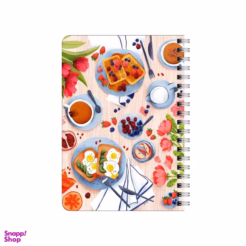 دفترچه یادداشت بامبیلیپ مدل پترن صبحانه و گل های لاله کد 8919744