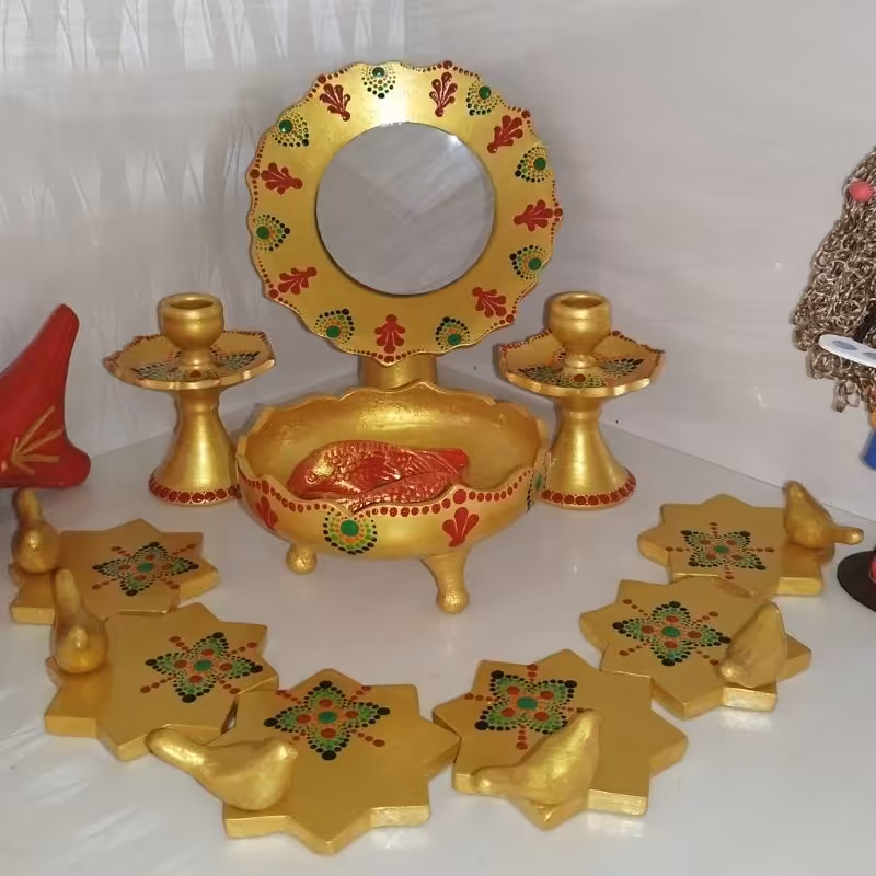 هفت سین سفالی نقطه کوبی  آماده ارسال