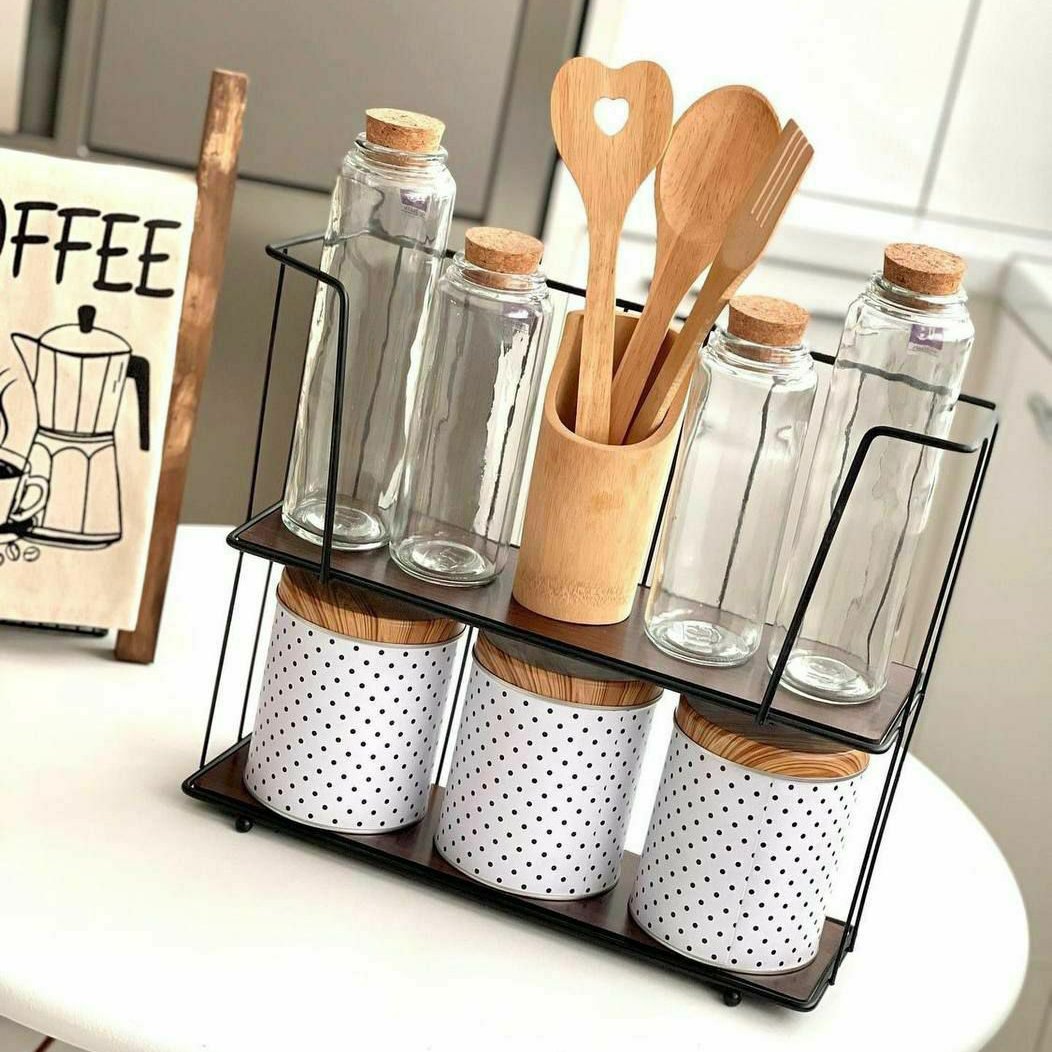 شلف دوطبقه فلزی کف چوبی