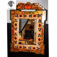 قاب آینه نقاشی با دست سبک دوره صفوی مشبک چوب