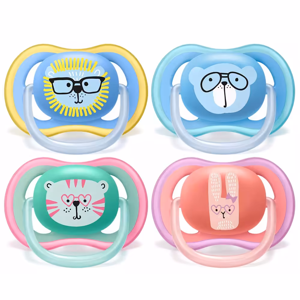 پستانک الترا ایر 18  ماه دو عددی طرح عینکی اونت Avent