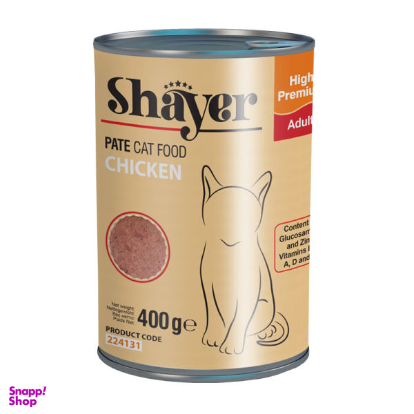 کنسرو غذای گربه شایر (Shayer) مدل Chicken وزن 400 گرم