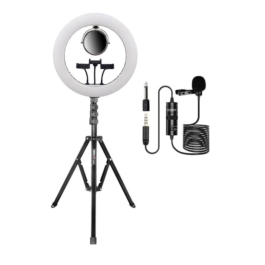 کیت تولید محتوا رینگ لایت هیرو YQ-520A ، پایه FL1019 و میکروفون بویا M1