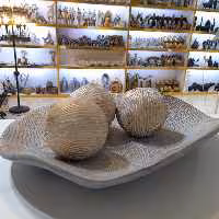 اکسسوری 4 تکه ظرف نیلوفر و گوی پتینه ای،  دکوری 4 تکه مدرن کیفیت عالی سایز بزرگ 