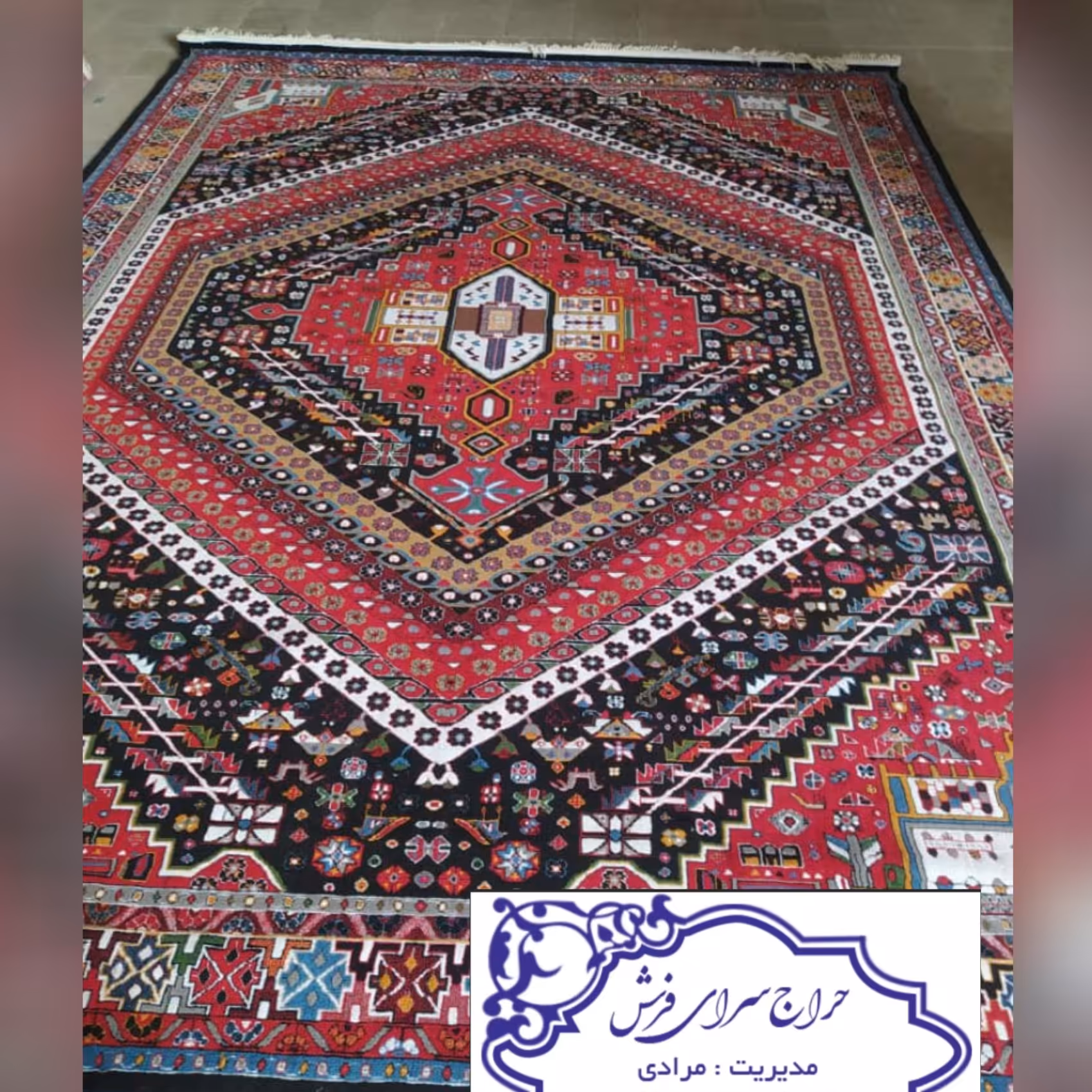 فرش بیجار 12متری 500شانه 7رنگ نخ بی سی اف رنگ ثابت بدون پرز دهی کیفیت عالی