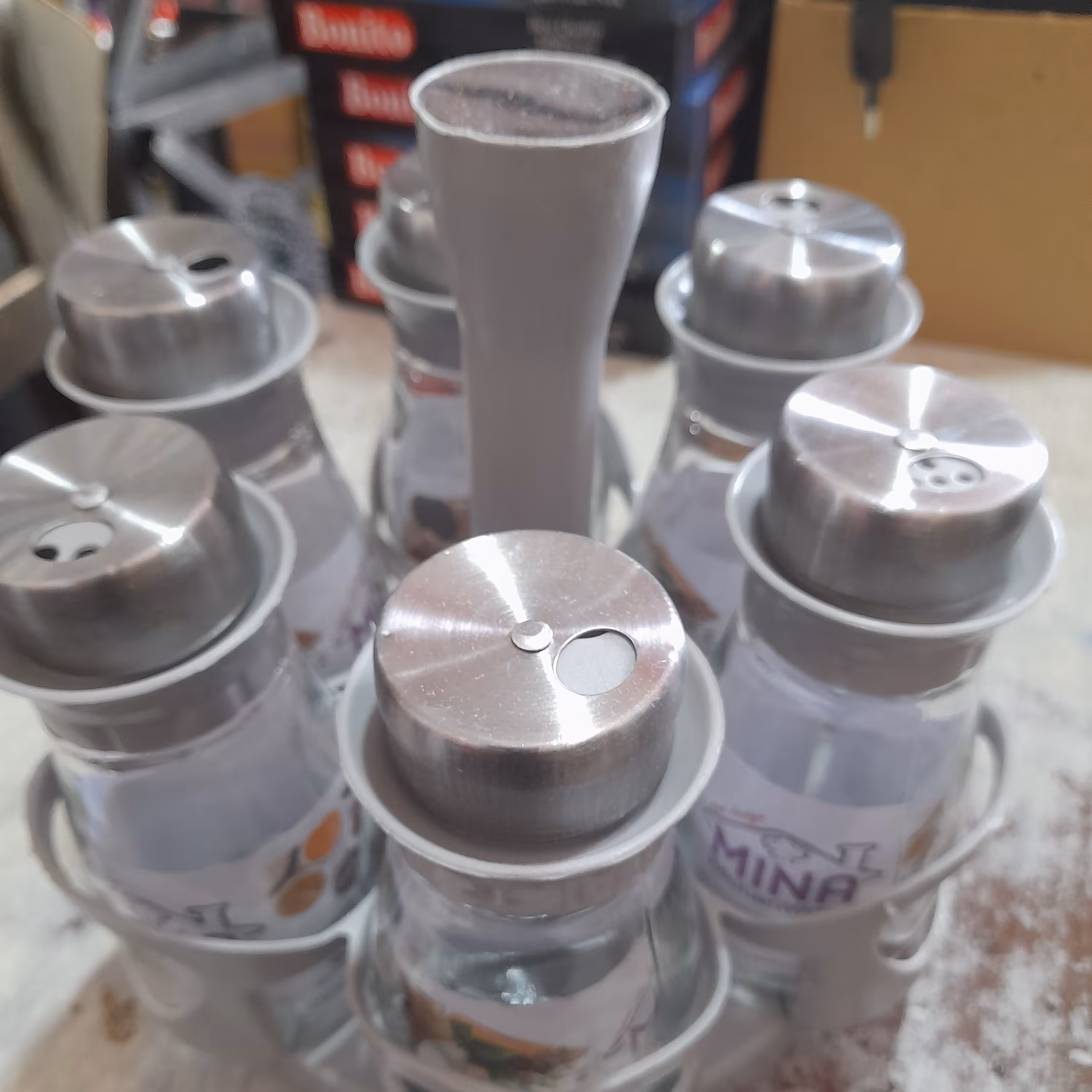 جا ادویه چرخشی 6تایی درب استیل