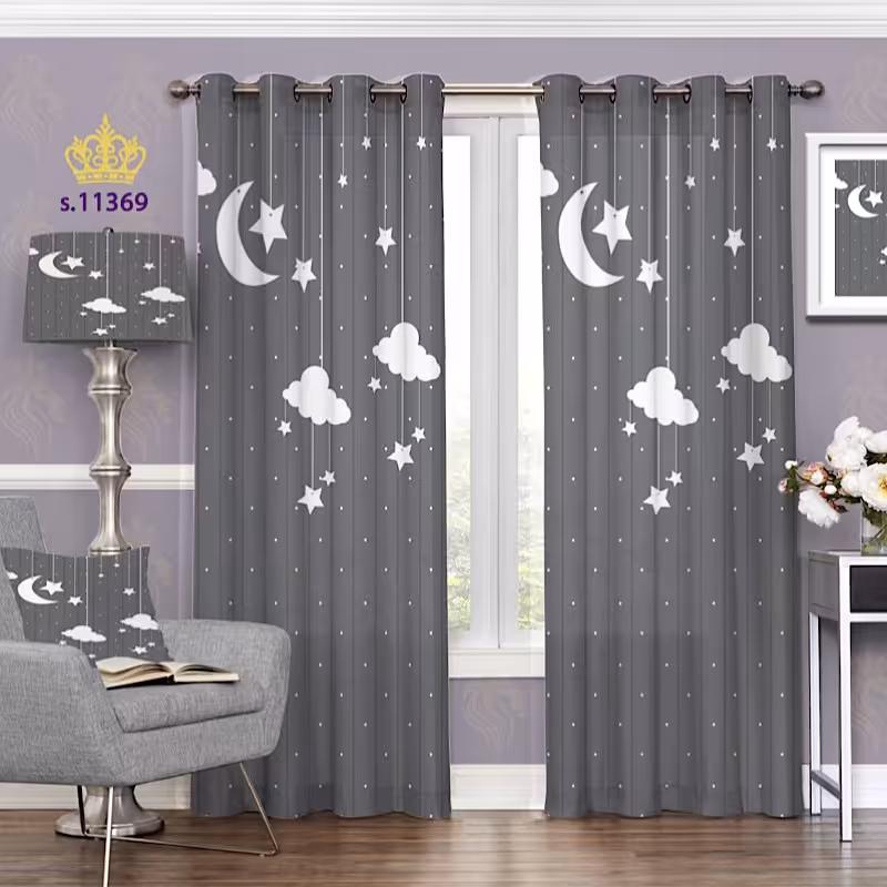 پرده هازان چاپی طرح ماه و ستاره